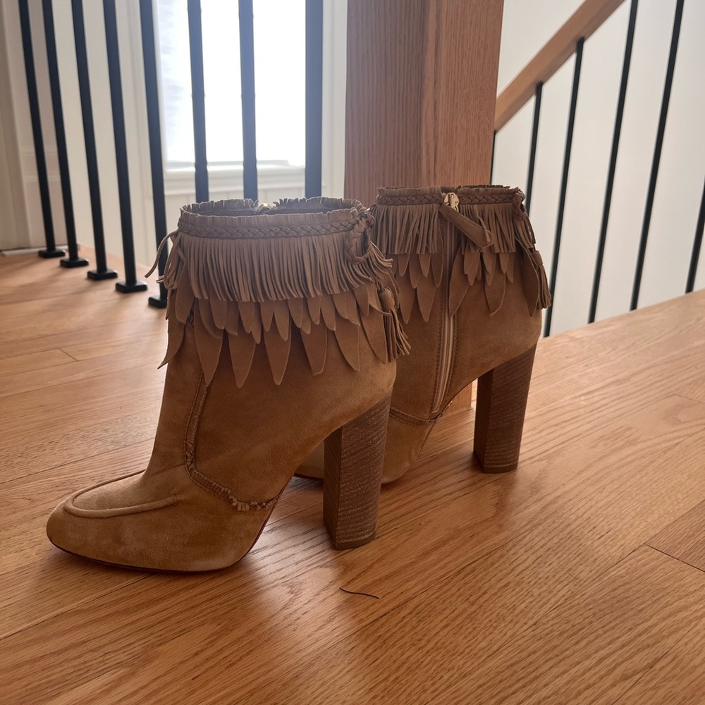 Aquazzura Brown Fringed Heeled Boots